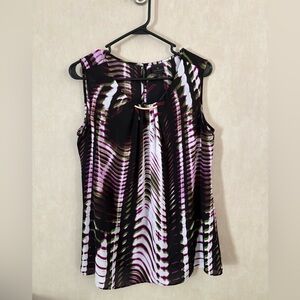 Worthington Black and Purple Sleeveless Blouse